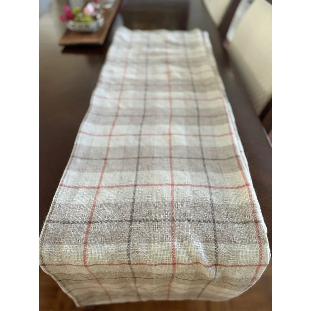 Vtg Tablecloth Set of 2 Plaid Woven Country Kitchen Decor 60